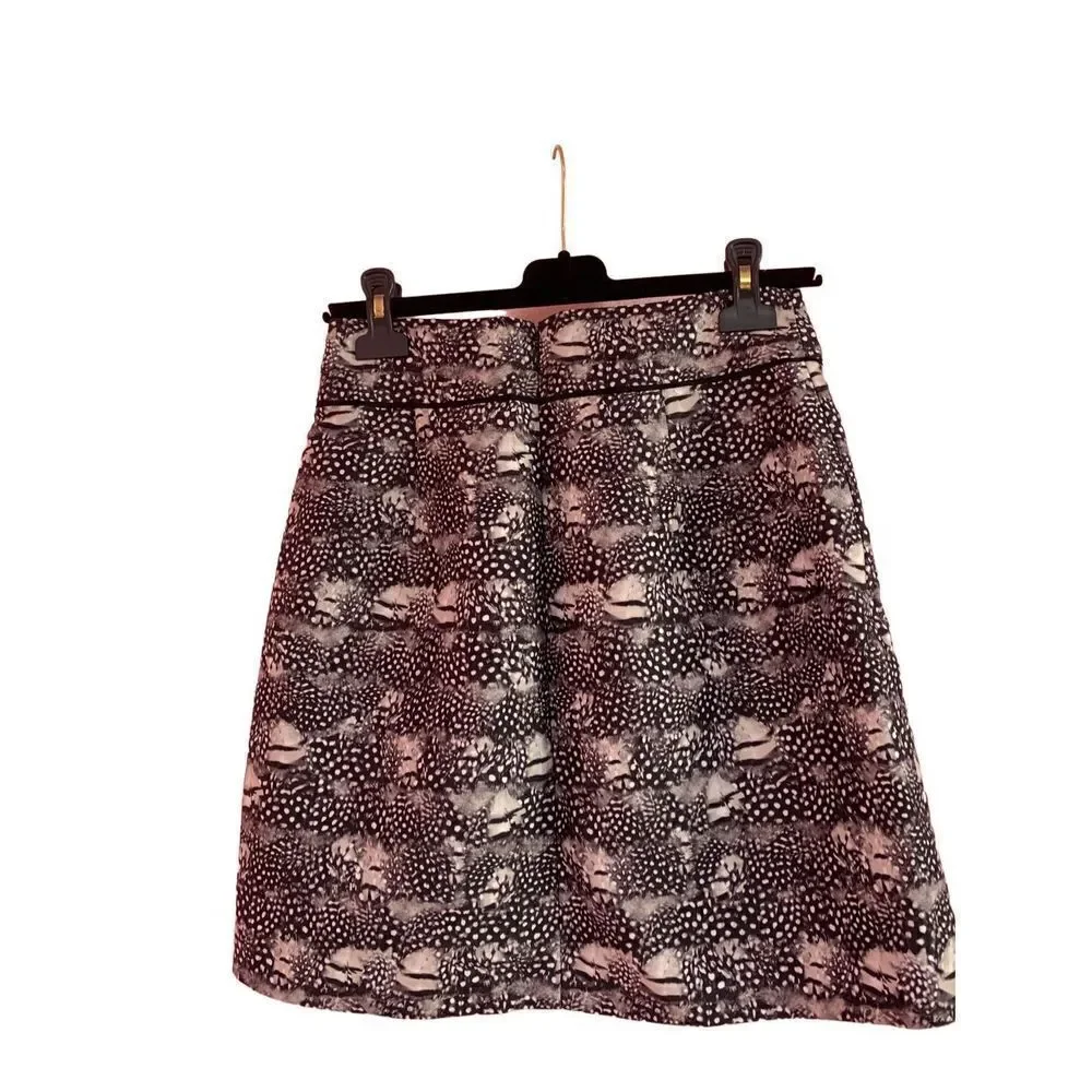 J. Crew Women's Black Gray Feather Print A Line Mini Skirt Size 0